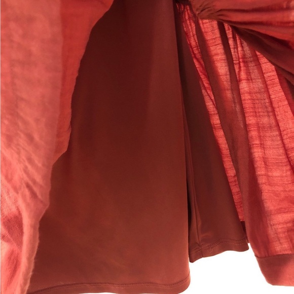 Nine West ~ Small ~ Baby Doll A-Line Linen Texture Pink Flounce Mini Dress - Picture 8 of 9